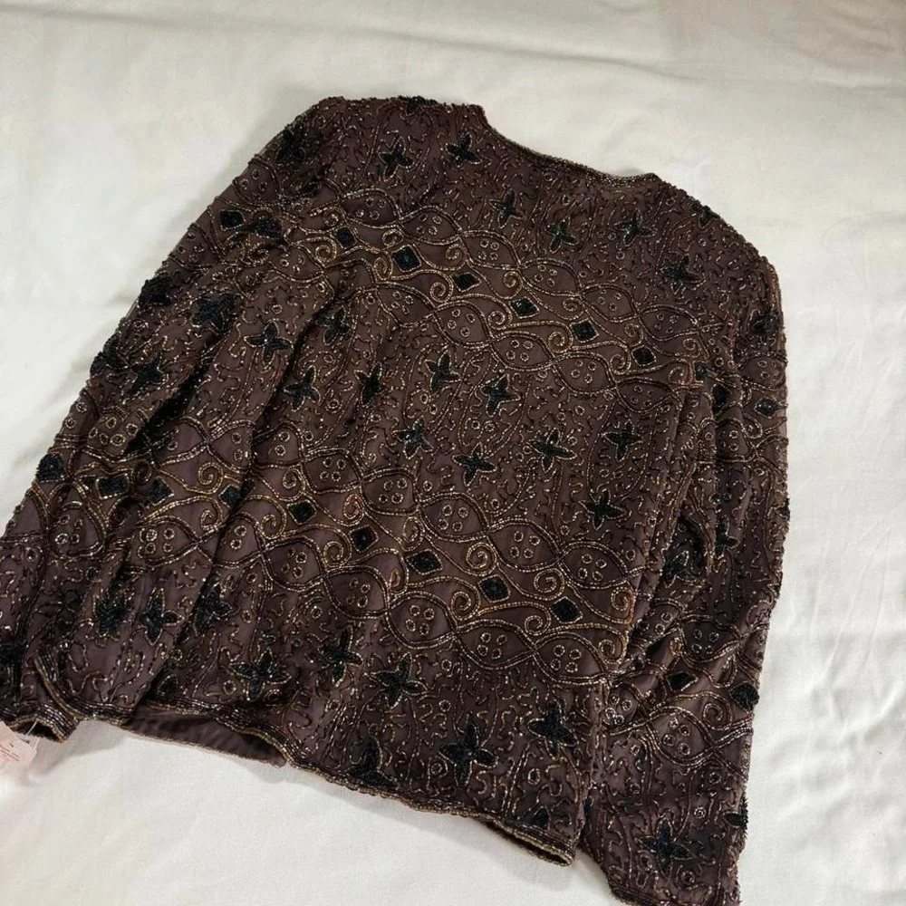 Jkara black fully beaded jacket‎ size xl